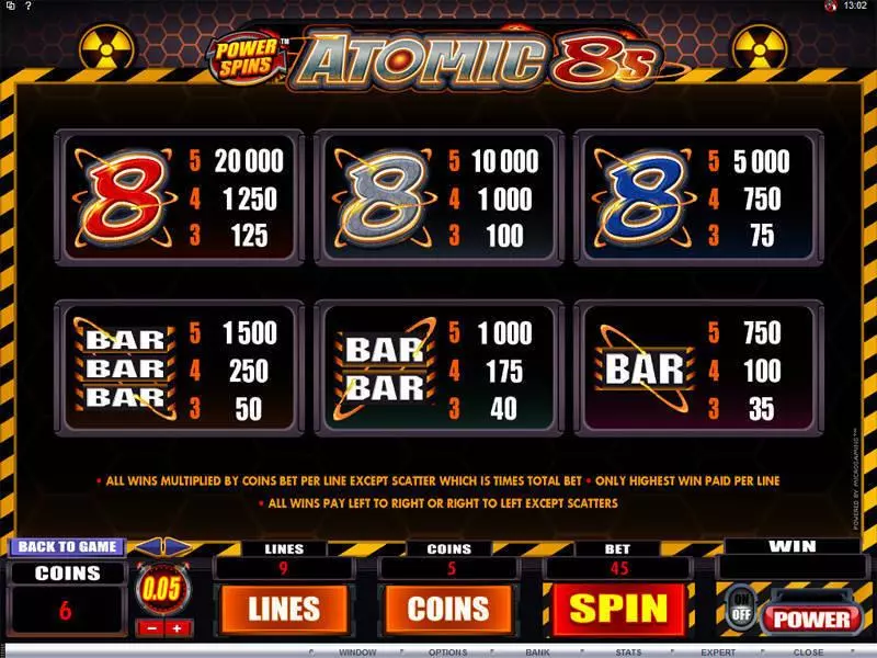 Power Spins - Atomic 8's  Real Money Slot made by Microgaming - Info and Rules