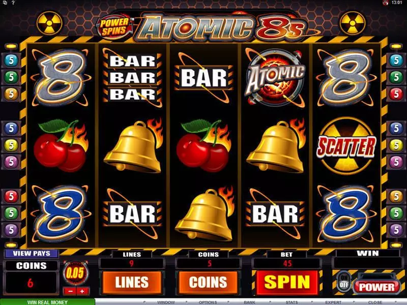 Power Spins - Atomic 8's  Real Money Slot made by Microgaming - Main Screen Reels