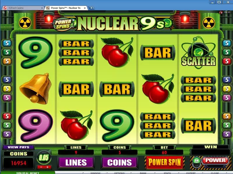 Power Spins - Nuclear 9's  Real Money Slot made by Microgaming - Main Screen Reels