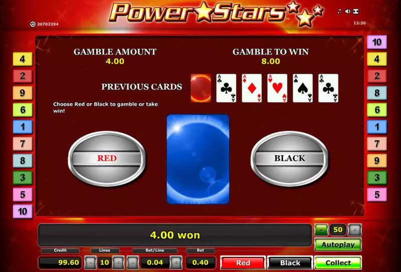 Power Stars  Real Money Slot made by Novomatic - Gamble Screen