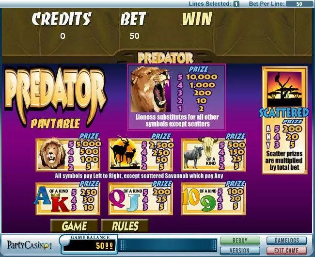 Predator  Real Money Slot made by bwin.party - Info and Rules