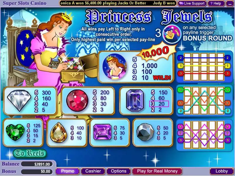 Princess Jewels  Real Money Slot made by WGS Technology - Info and Rules