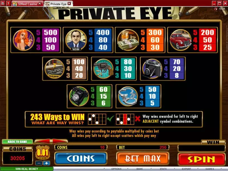 Private Eye  Real Money Slot made by Microgaming - Info and Rules