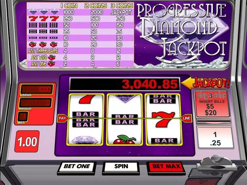 Progressive Diamond  Real Money Slot made by BetSoft - Introduction Screen