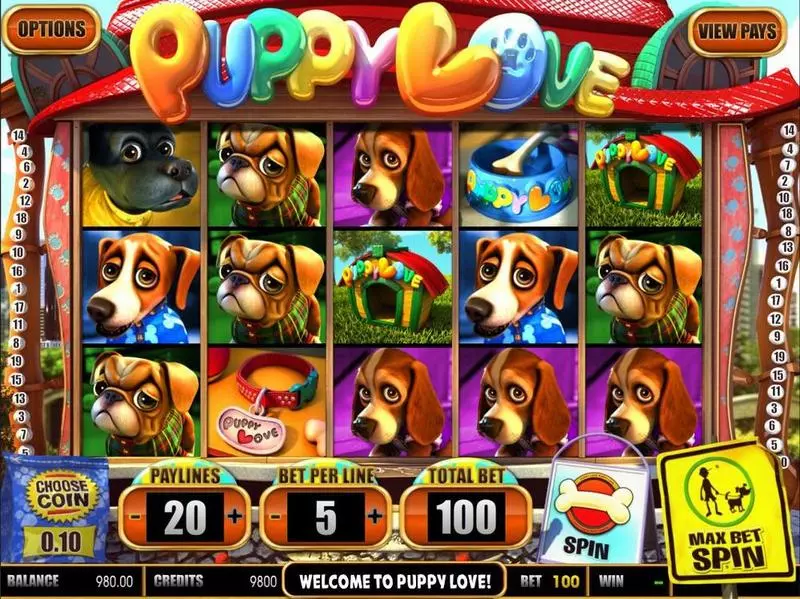 Puppy Love  Real Money Slot made by BetSoft - Introduction Screen