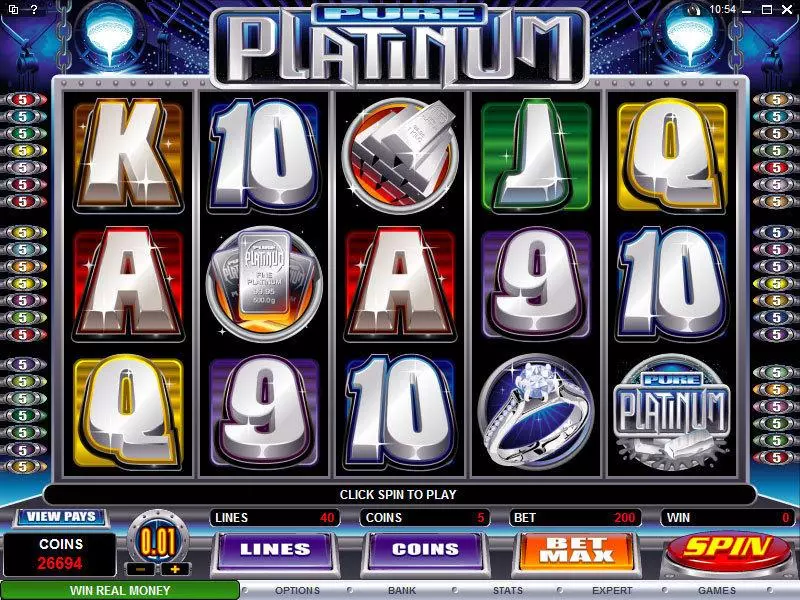 Pure Platinum  Real Money Slot made by Microgaming - Main Screen Reels