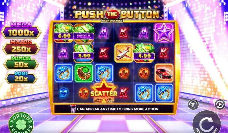 Push the Button  Real Money Slot made by Four Leaf Gaming - Main Screen Reels