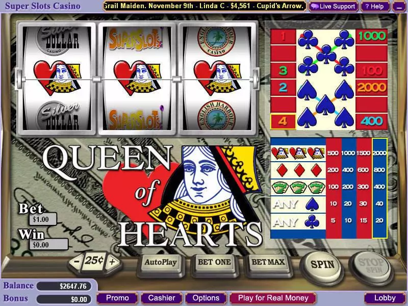 Queen of Hearts  Real Money Slot made by Vegas Technology - Main Screen Reels