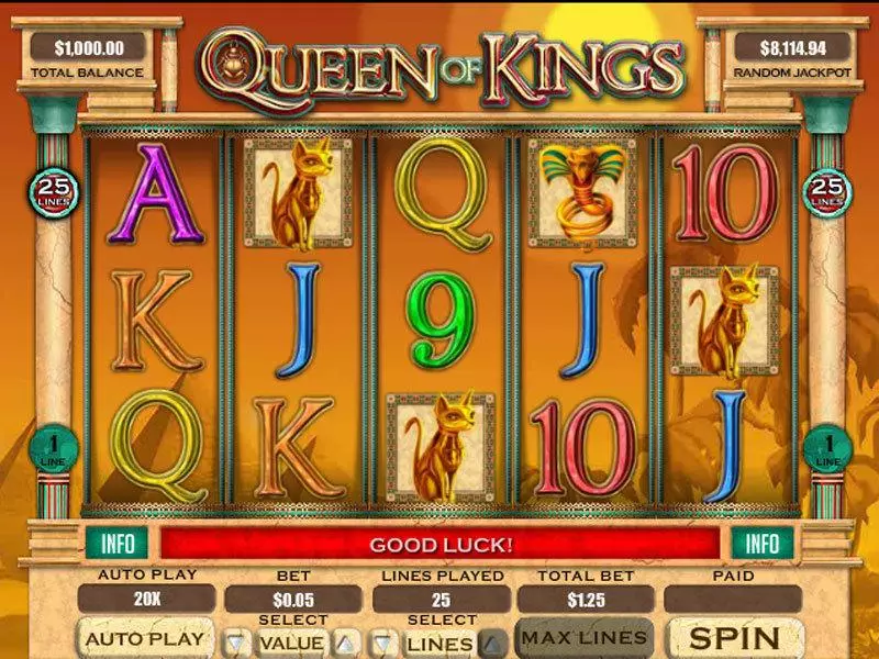 Queen of Kings  Real Money Slot made by RTG - Main Screen Reels