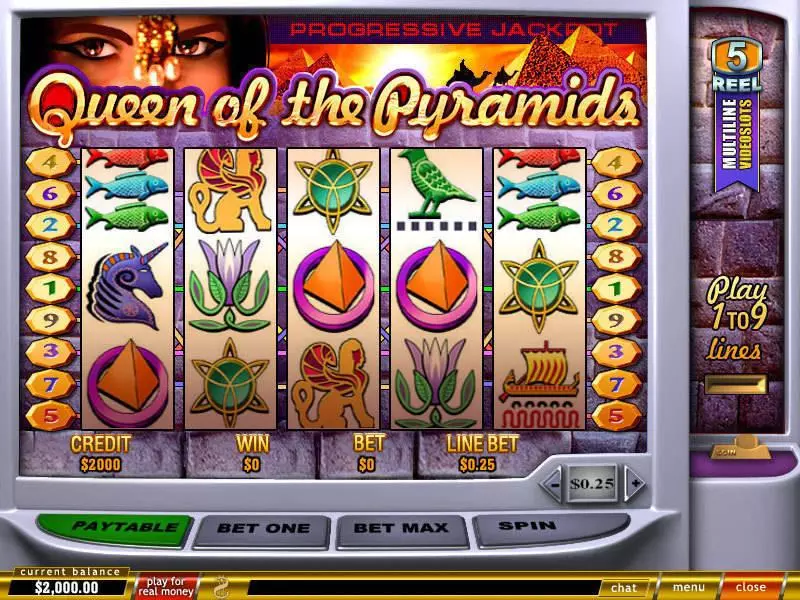 Queen of Pyramids  Real Money Slot made by PlayTech - Main Screen Reels