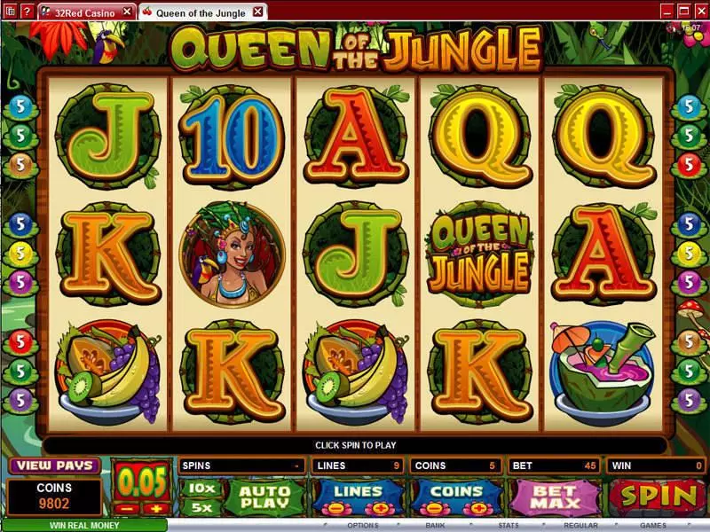 Queen of the Jungle  Real Money Slot made by Microgaming - Main Screen Reels