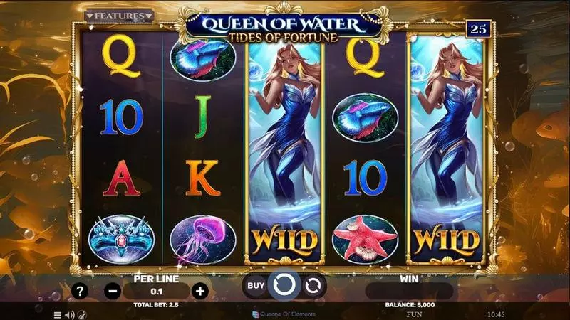 Queen Of Water – Tides Of Fortune  Real Money Slot made by Spinomenal - Main Screen Reels
