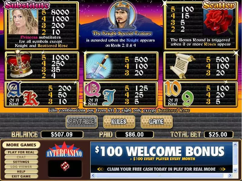 Quest of Kings  Real Money Slot made by CryptoLogic - Info and Rules