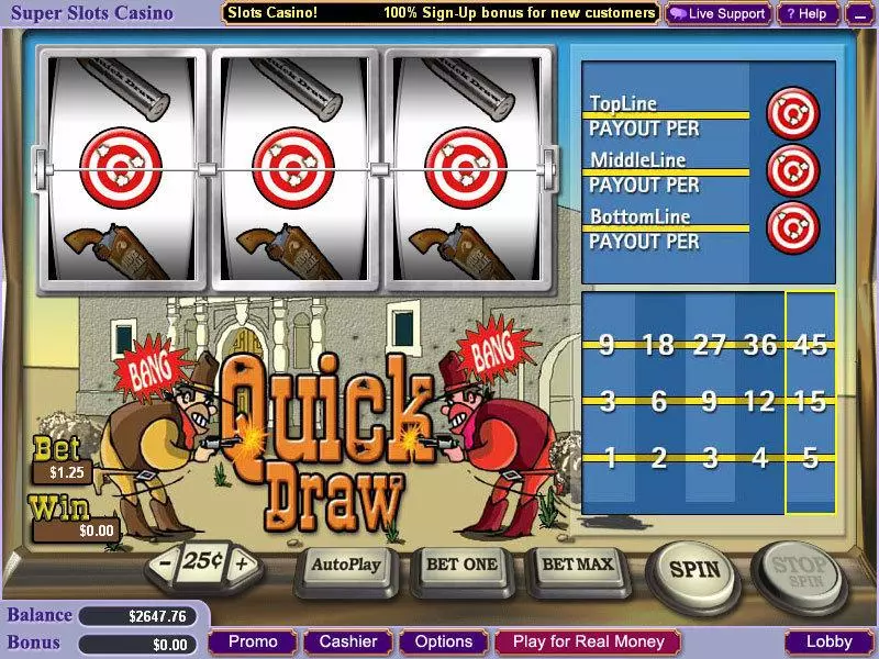 Quick Draw  Real Money Slot made by Vegas Technology - Main Screen Reels