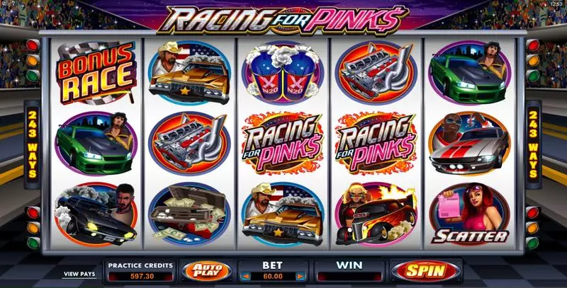 Racing For Pinks  Real Money Slot made by Microgaming - Main Screen Reels