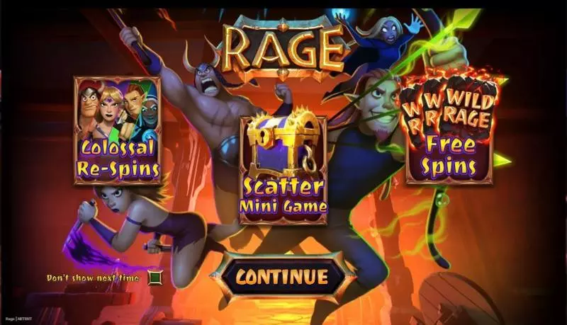 RAGE  Real Money Slot made by NetEnt - Introduction Screen