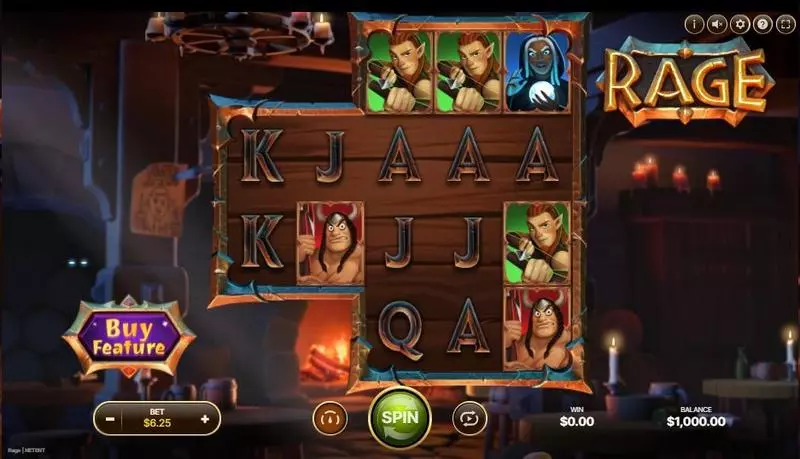 RAGE  Real Money Slot made by NetEnt - Main Screen Reels