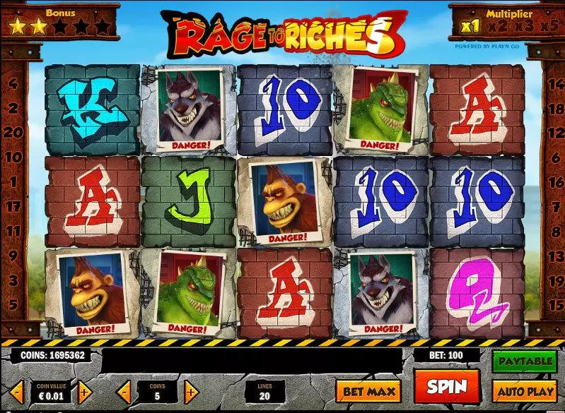 Rage to Riches  Real Money Slot made by Play'n GO - Main Screen Reels