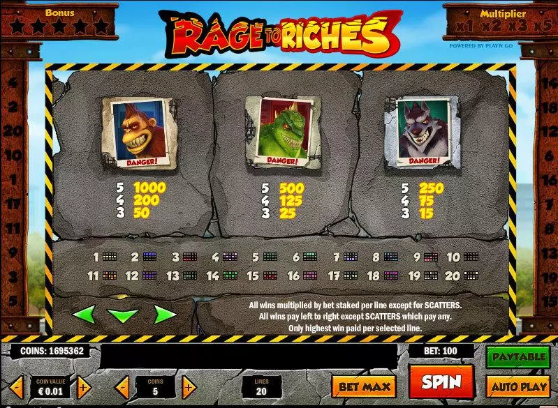 Rage to Riches  Real Money Slot made by Play'n GO - Info and Rules