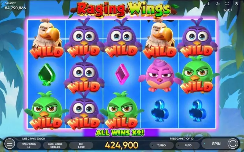 Raging Wings  Real Money Slot made by Endorphina - Main Screen Reels