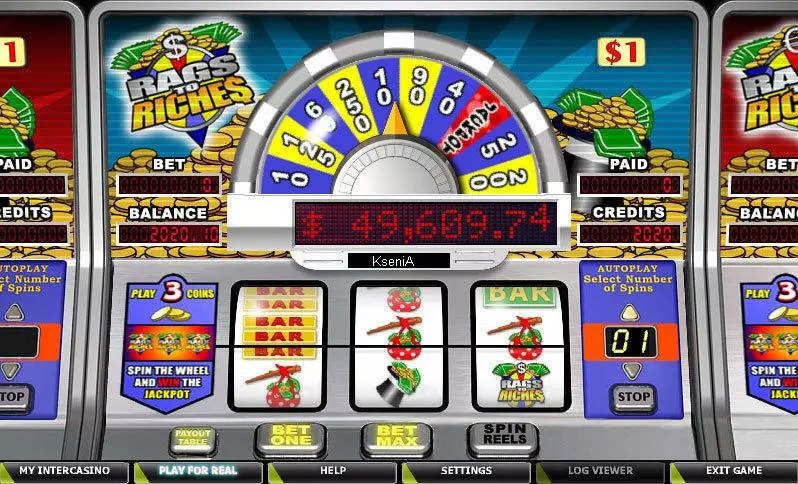 Rags to Riches 1 Line  Real Money Slot made by CryptoLogic - Main Screen Reels