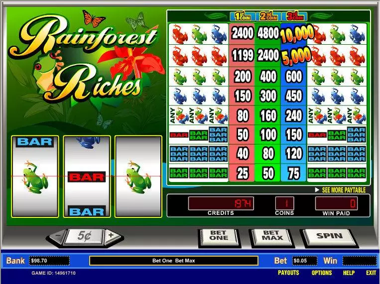 Rainforest Riches  Real Money Slot made by Parlay - Main Screen Reels