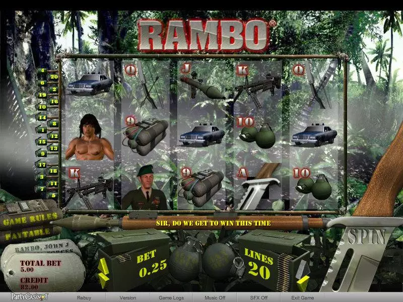 Rambo  Real Money Slot made by bwin.party - Main Screen Reels