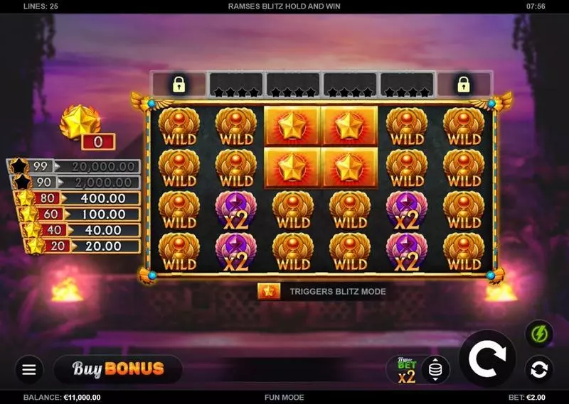 Ramses Blitz Hold and Win  Real Money Slot made by Kalamba Games - Main Screen Reels