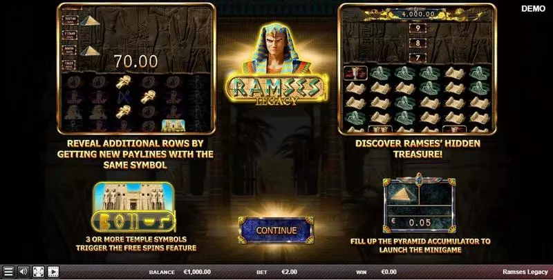 Ramses Legacy  Real Money Slot made by Red Rake Gaming - Info and Rules