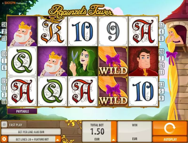 Rapunzel's Tower  Real Money Slot made by Quickspin - Main Screen Reels