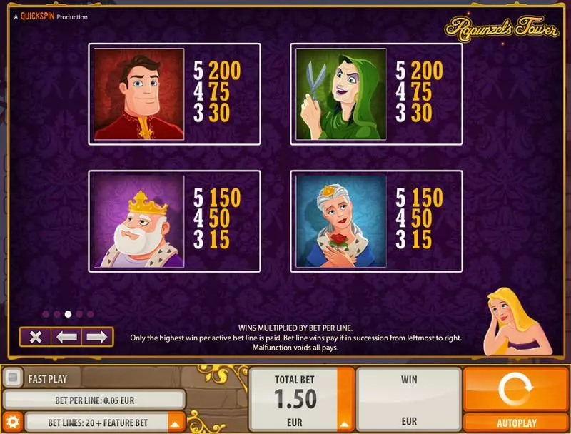 Rapunzel's Tower  Real Money Slot made by Quickspin - Info and Rules