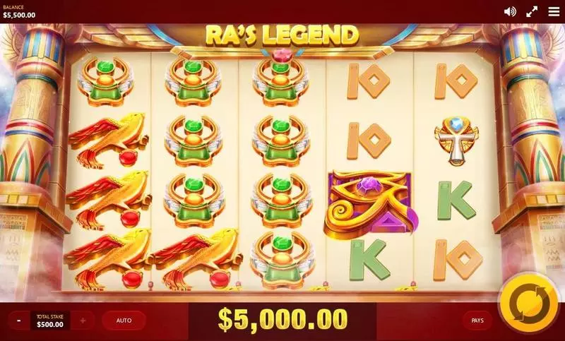 RA's Legend  Real Money Slot made by Red Tiger Gaming - Main Screen Reels