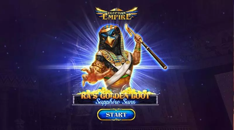 Ra’s Golden Loot – Sapphire Suns  Real Money Slot made by Spinomenal - Introduction Screen