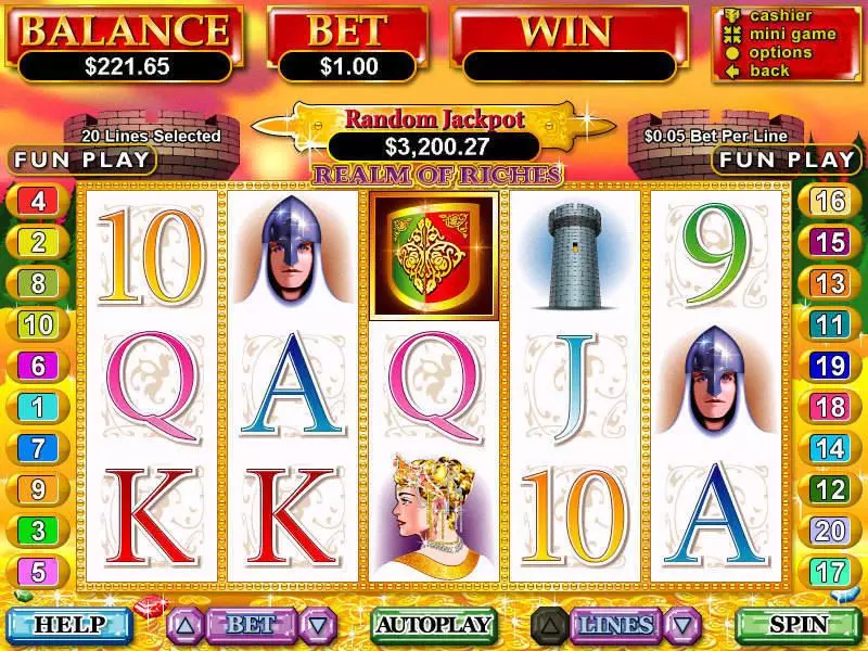 Realm of Riches  Real Money Slot made by RTG - Main Screen Reels