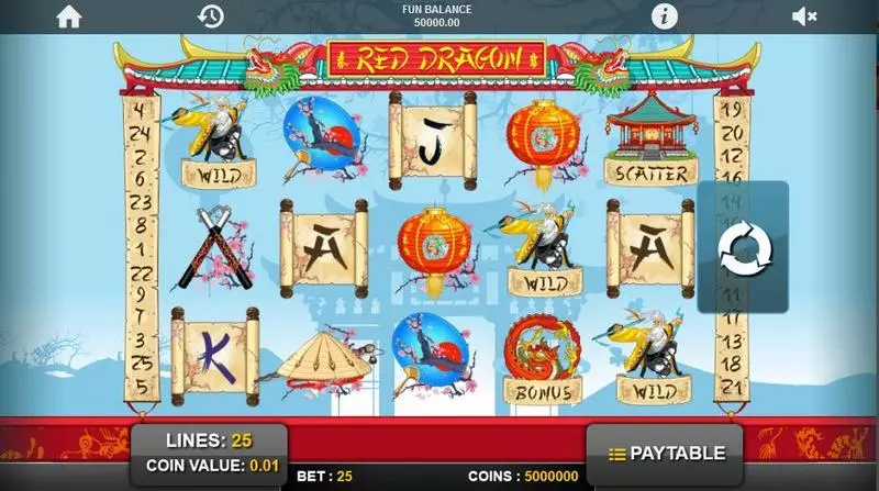 Red Dragon  Real Money Slot made by 1x2 Gaming - Main Screen Reels