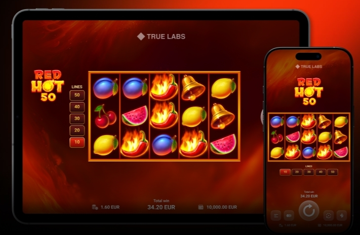 Red Hot 50  Real Money Slot made by TrueLab Games - Introduction Screen