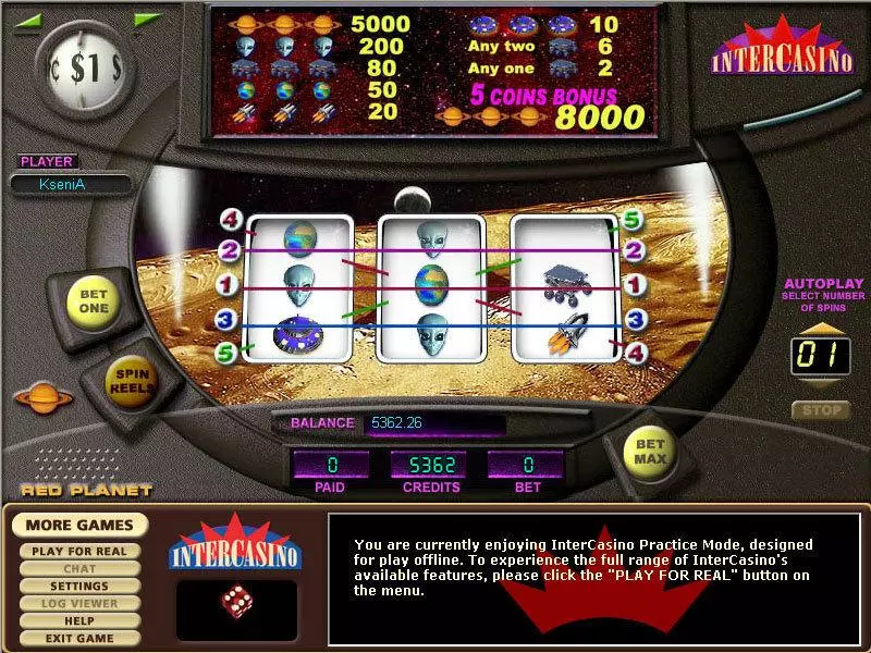 Red Planet  Real Money Slot made by CryptoLogic - Main Screen Reels