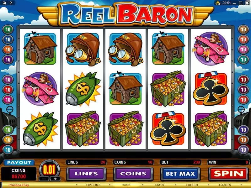 Reel Baron  Real Money Slot made by Microgaming - Main Screen Reels