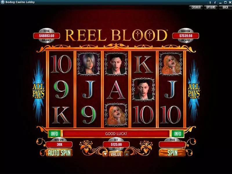 Reel Blood  Real Money Slot made by RTG - Main Screen Reels