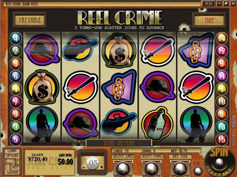 Reel Crime 1 Bank Heist  Real Money Slot made by Rival - Main Screen Reels