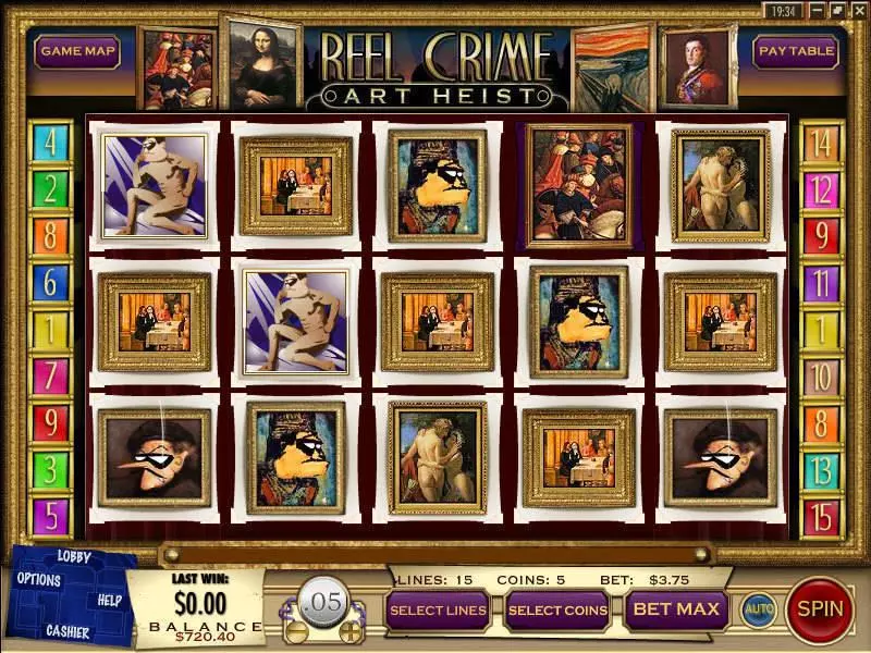 Reel Crime 2 Art Heist  Real Money Slot made by Rival - Main Screen Reels