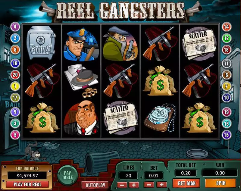 Reel Gangsters  Real Money Slot made by Topgame - Main Screen Reels