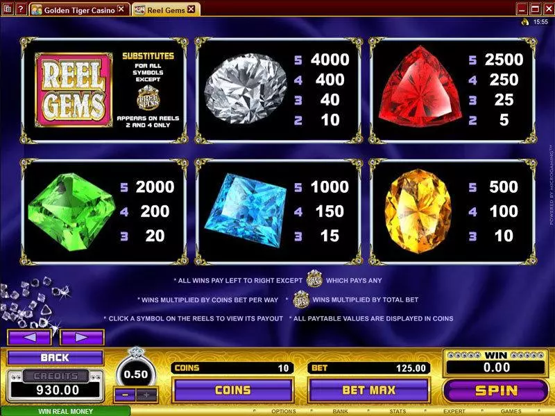 Reel Gems  Real Money Slot made by Microgaming - Info and Rules
