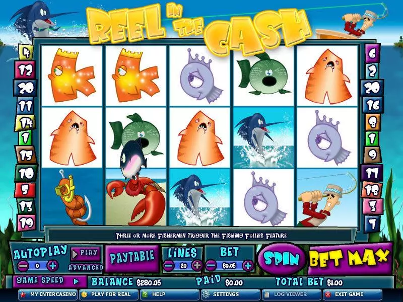 Reel in the Cash 20 Lines  Real Money Slot made by CryptoLogic - Main Screen Reels