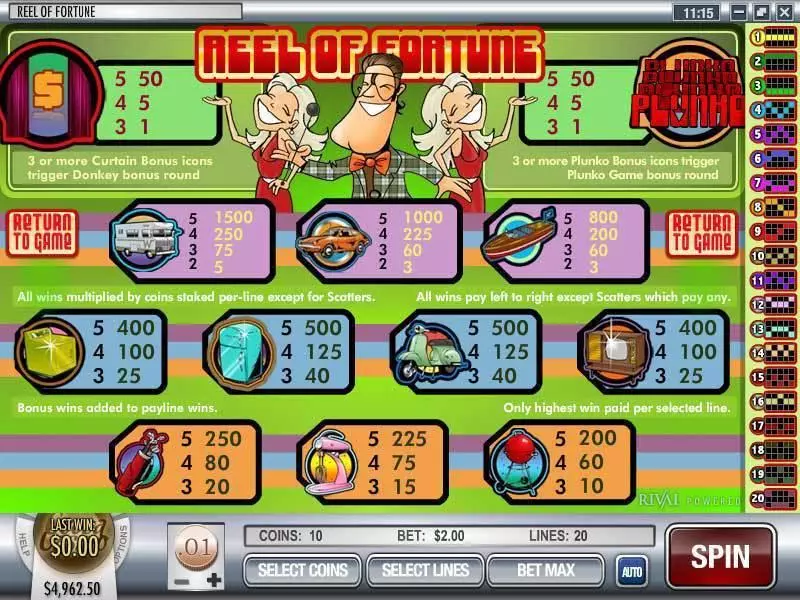 Reel of Fortune  Real Money Slot made by Rival - Info and Rules