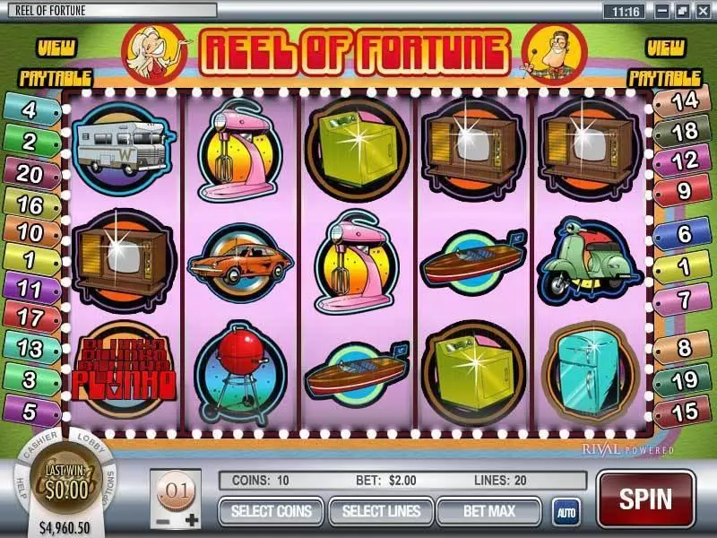 Reel of Fortune  Real Money Slot made by Rival - Main Screen Reels