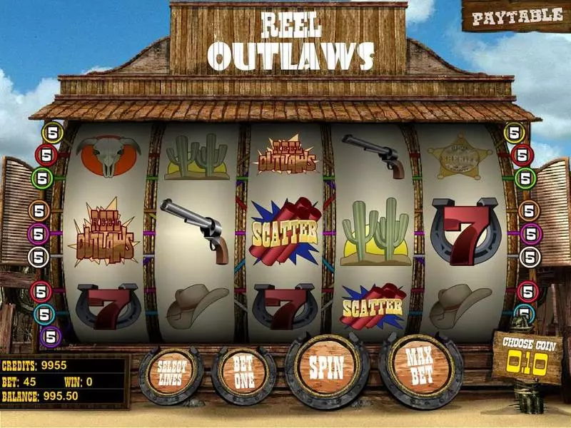 Reel Outlaws  Real Money Slot made by BetSoft - Introduction Screen