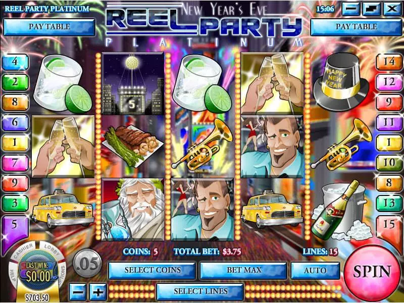 Reel Party Platinum  Real Money Slot made by Rival - Main Screen Reels
