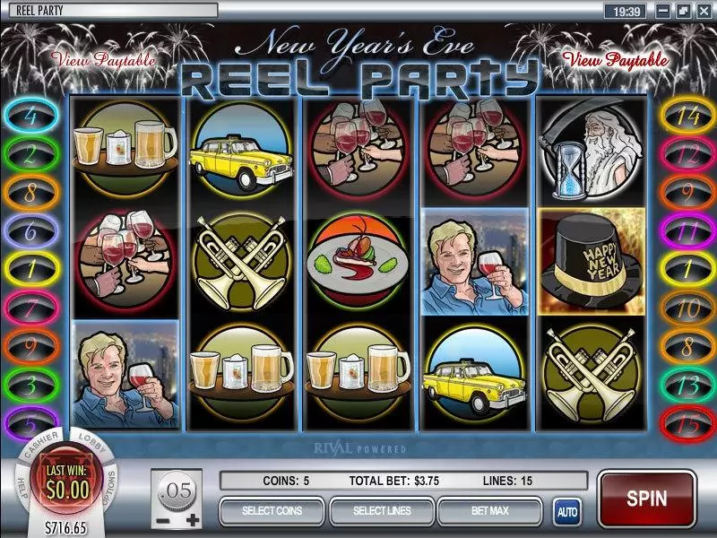 Reel Party  Real Money Slot made by Rival - Main Screen Reels