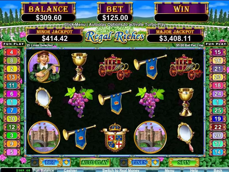 Regal Riches  Real Money Slot made by RTG - Main Screen Reels